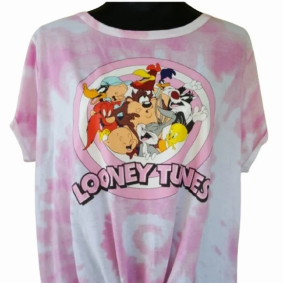 Looney Tunes Characters Bubblegum Pink T-shirt Tie-Dye Cartoon Tee (2X) - Picture 3 of 13